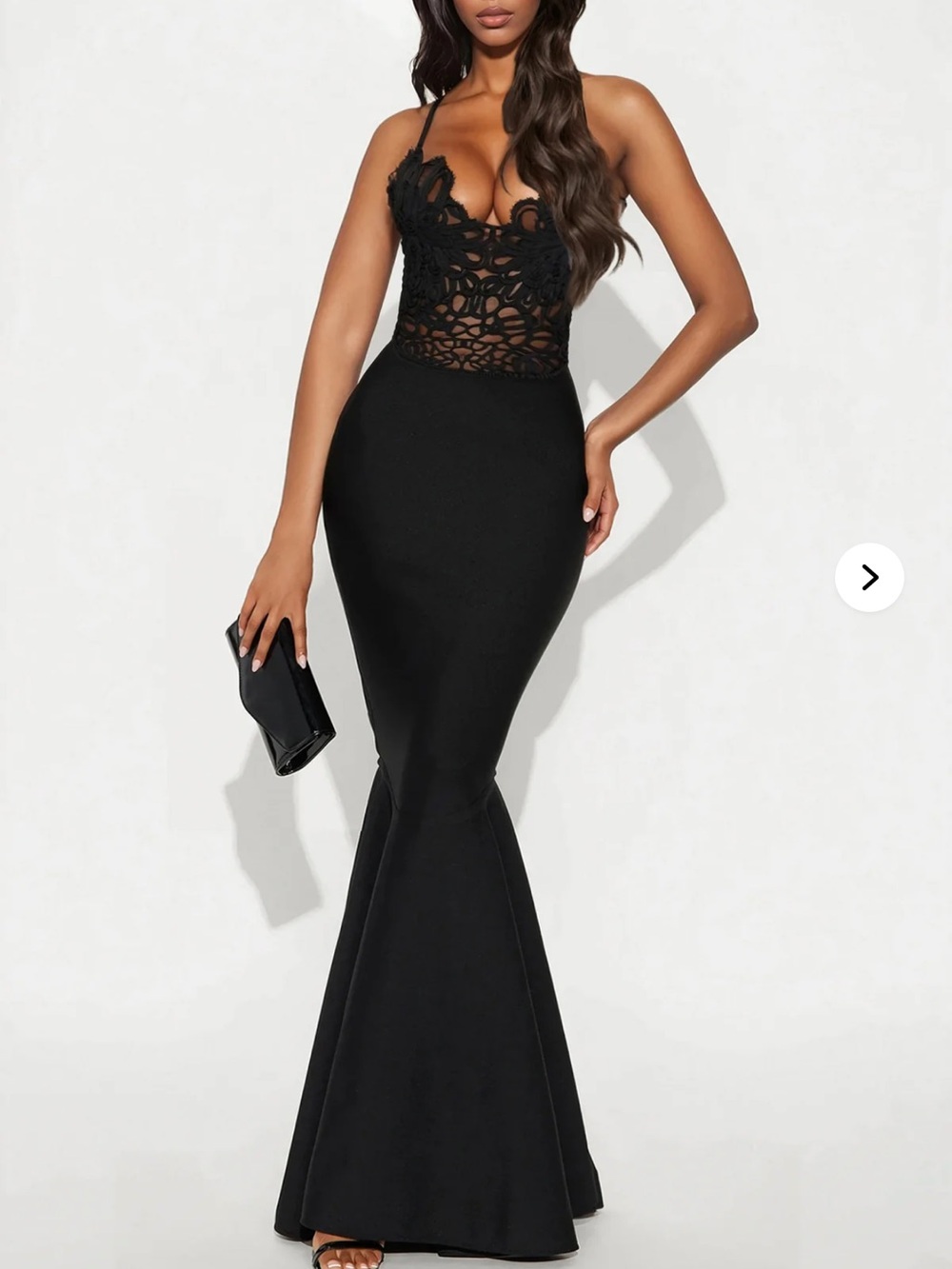 Fashion Nova Black Lace Bodice Mermaid Gown